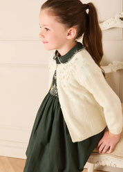 The Icon Hand Smocked Peter Pan Collar Short Sleeve Dress in Racing Green (18mths-10yrs) Dresses from Pepa London