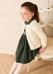 The Icon Hand Smocked Peter Pan Collar Short Sleeve Dress in Racing Green (18mths-10yrs) Dresses from Pepa London