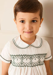 The Icon Hand Smocked Peter Pan Collar Two Piece Set in Green (18mths-6yrs) TWO PIECE SETS from Pepa London