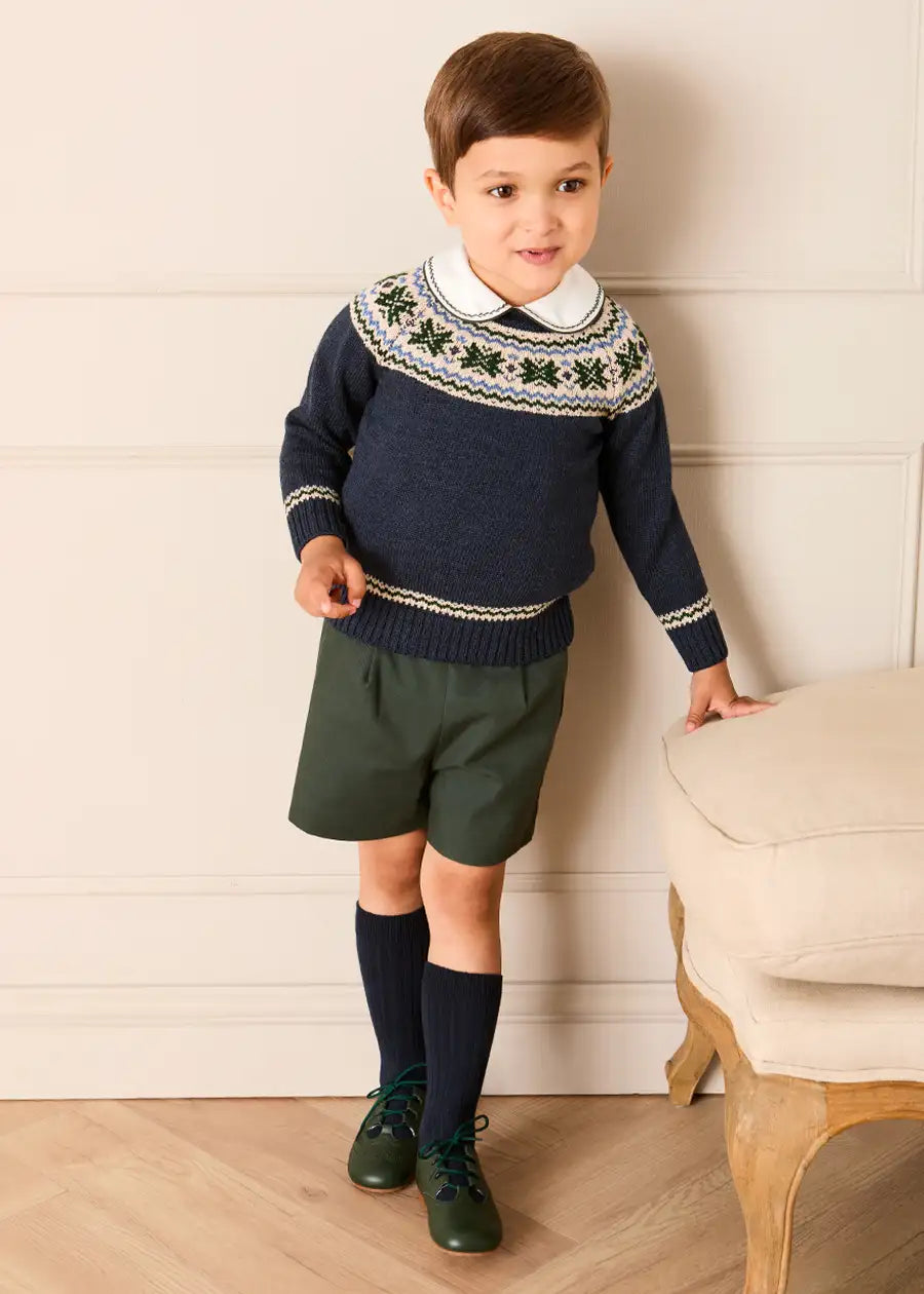 The Icon Hand Smocked Peter Pan Collar Two Piece Set in Green (18mths-6yrs) TWO PIECE SETS from Pepa London