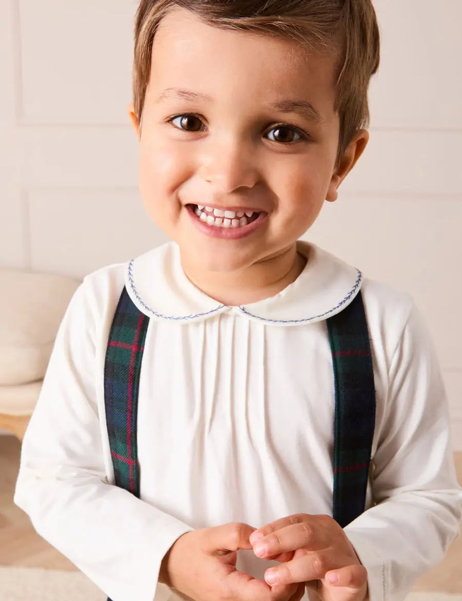Embroidered Peter Pan Collar Top in Blue (18mths-5yrs) Tops & Bodysuits from Pepa London