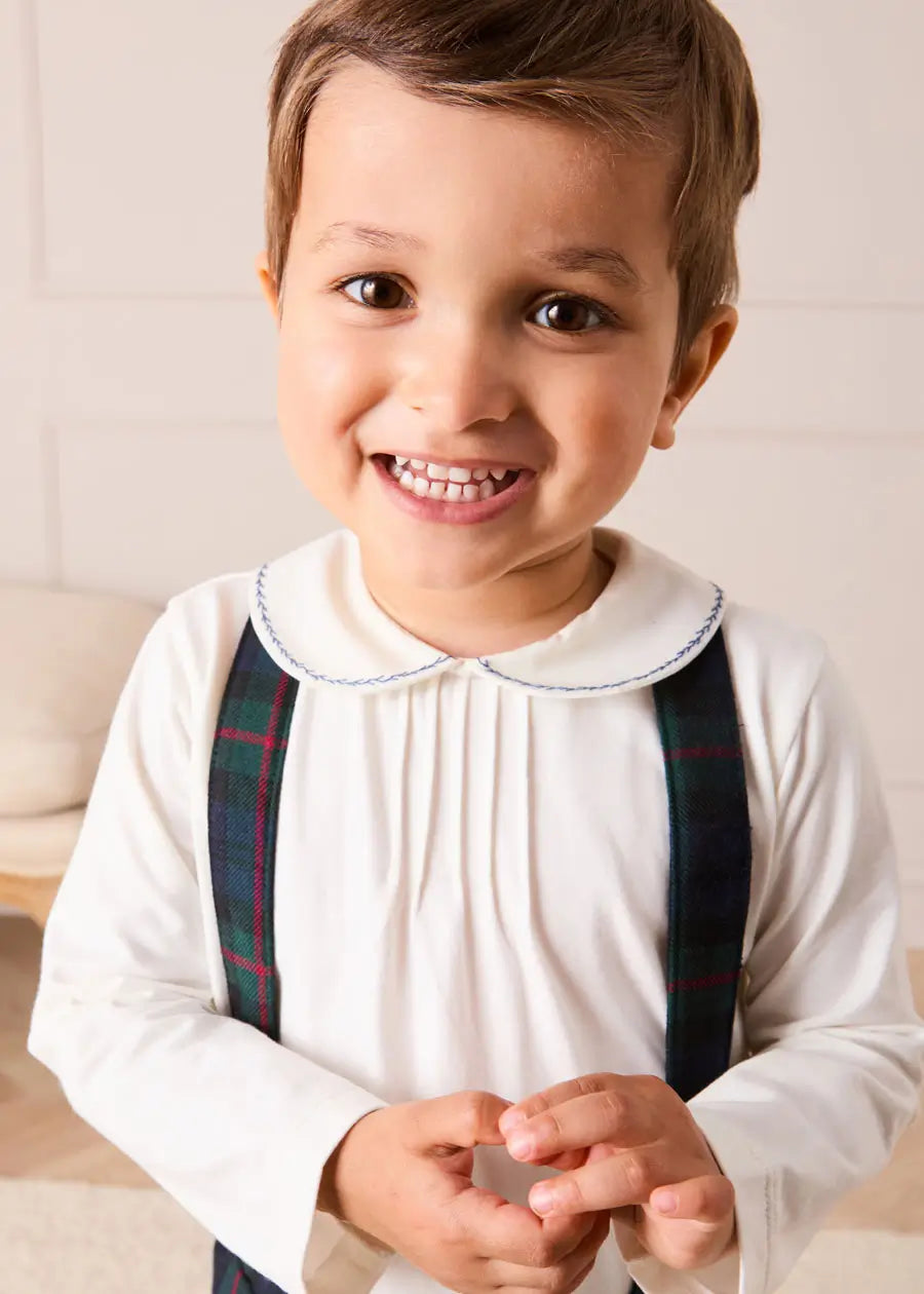 Embroidered Peter Pan Collar Top in Blue (18mths-5yrs) Tops & Bodysuits from Pepa London