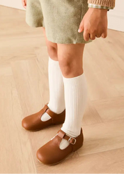 Leather T-Bar Baby Shoes in Brown (20-26EU)