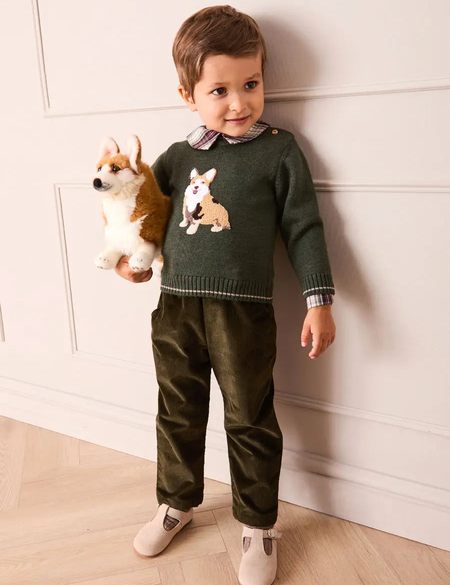 Corduroy Chino Trousers in Green (18mths-5yrs) Trousers from Pepa London