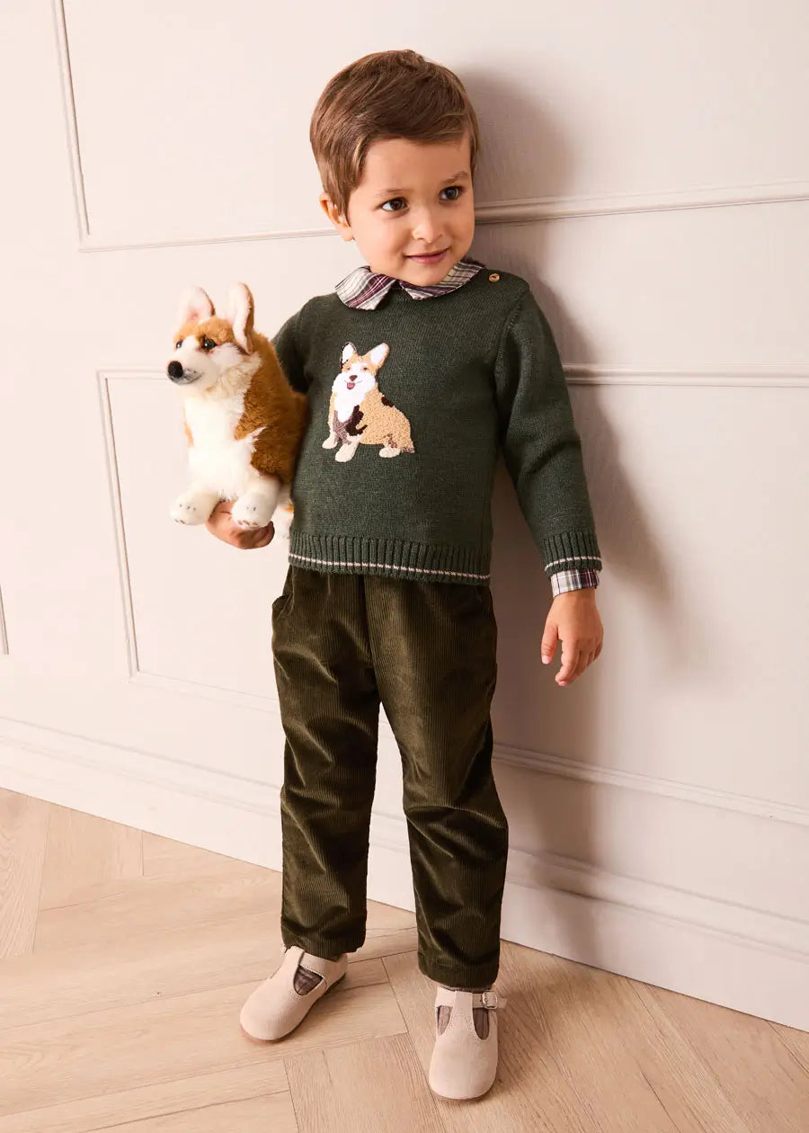Corduroy Chino Trousers in Green (18mths-5yrs) Trousers from Pepa London