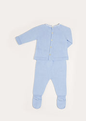 Lace Trim Knitted Set in Blue (1-12mths) Knitted Sets from Pepa London
