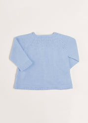 Openwork Detail Baby Cardigan in Blue (1-12mths) Knitwear from Pepa London