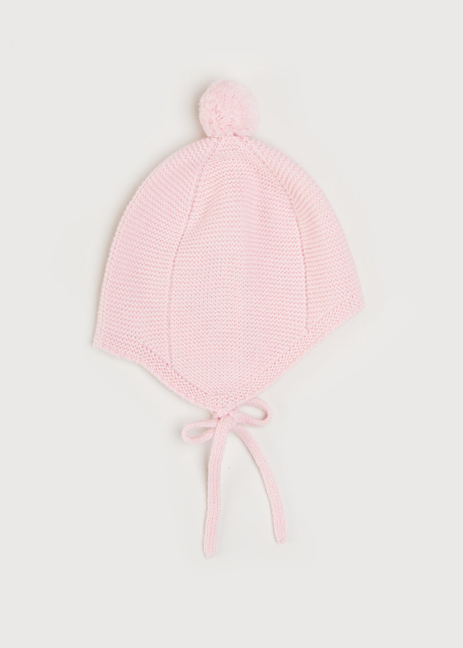 Merino Wool Pom Pom Hat In Pink (S-L) KNITTED ACCESSORIES  from Pepa London