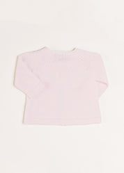 Openwork Detail Baby Cardigan in Pink (1-12mths) Knitwear from Pepa London