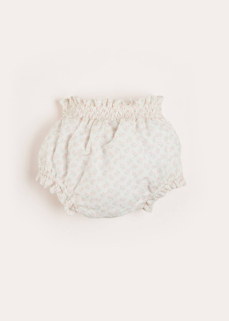 Tilly Floral Print Bloomers With Bow Detail in Pink (1-6mths) Bloomers  from Pepa London
