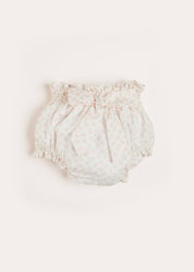 Tilly Floral Print Bloomers With Bow Detail in Pink (1-6mths) Bloomers  from Pepa London