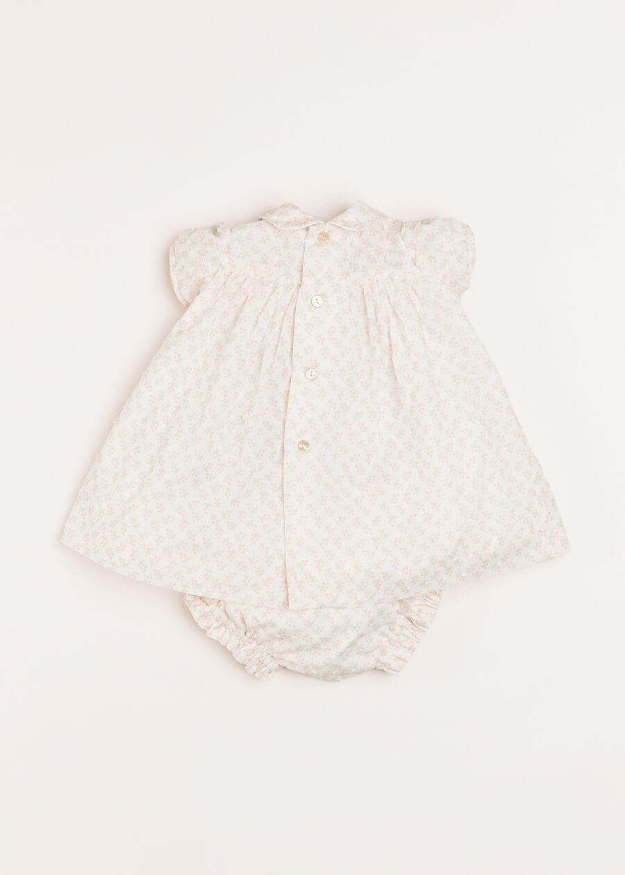 Tilly Floral Print Peter Pan Collar Short Sleeve Dress in Pink (1-6mths) Dresses  from Pepa London