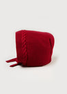 Cable Detail Knitted Bonnet In Red (S-L) KNITTED ACCESSORIES  from Pepa London