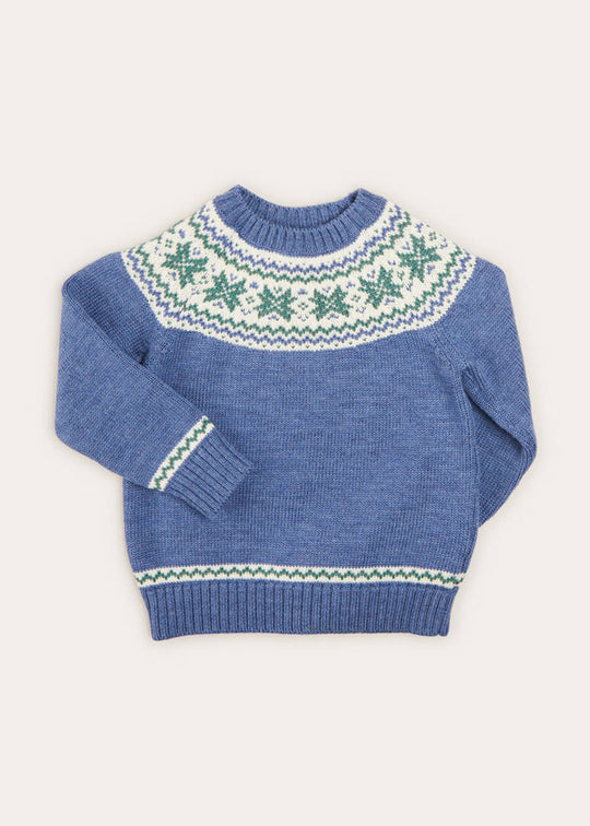 Classic Fair Isle Merino Wool Jumper in Blue (18mths-10yrs) KNITWEAR  from Pepa London