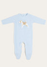 Doggy Intarsia All-In-One In Baby Blue (1-6mths) ALL-IN-ONE  from Pepa London