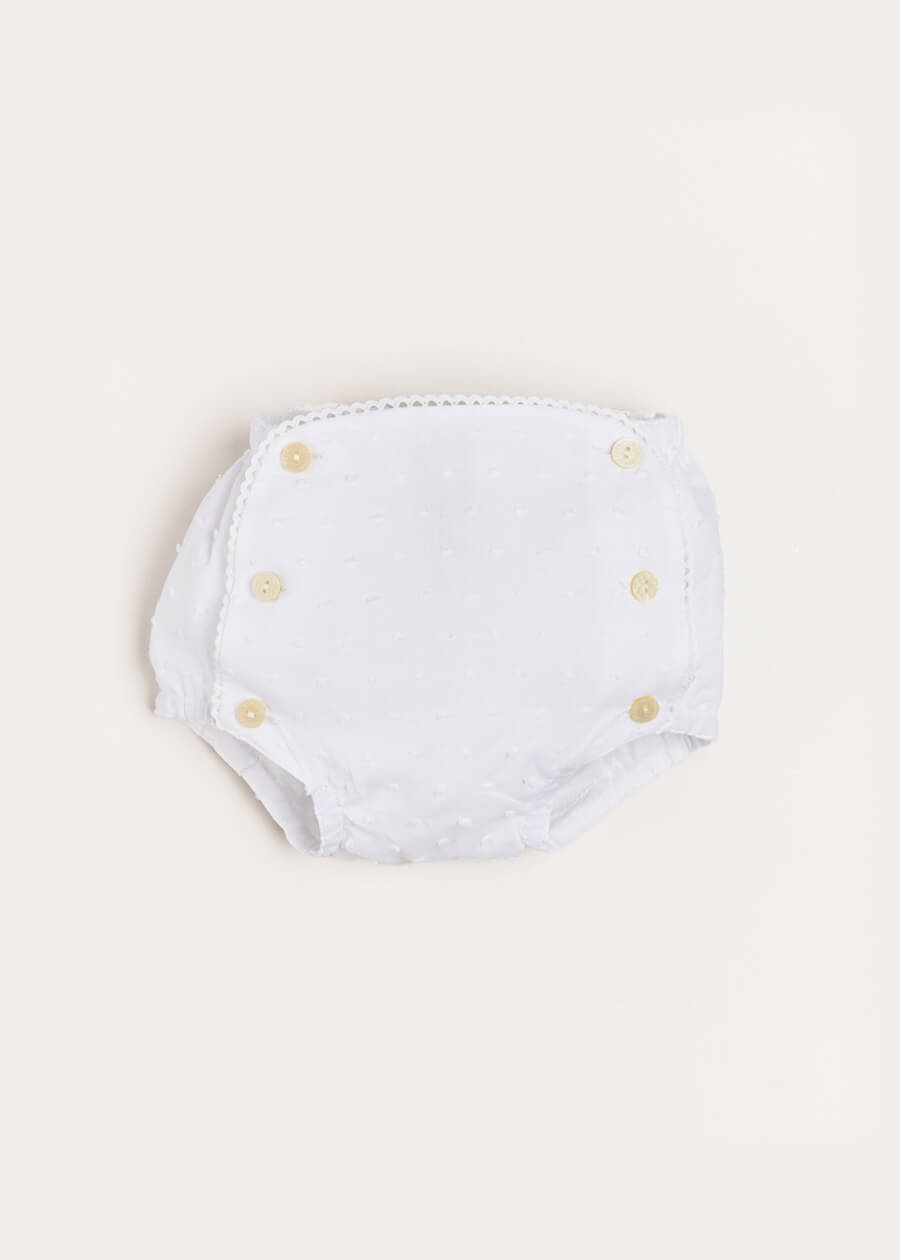 Lace Trim Embroidered Bloomers in White (1-6mths) Bloomers  from Pepa London