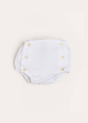 Lace Trim Embroidered Bloomers in White (1-6mths) Bloomers  from Pepa London