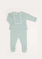 Lace Trim Knitted Set in Green (1-12mths) Knitted Sets from Pepa London
