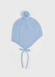 Merino Wool Pom Pom Hat In Blue (S-L) KNITWWEAR from Pepa London