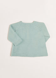 Openwork Detail Baby Cardigan in Green (1-12mths) Knitwear from Pepa London