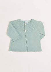 Openwork Detail Baby Cardigan in Green (1-12mths) Knitwear from Pepa London