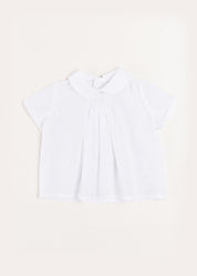 Plumetti Hand Smocked Short Sleeve Blouse in White (1-6mths) Blouses  from Pepa London