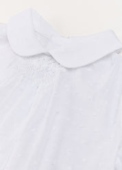 Plumetti Hand Smocked Short Sleeve Blouse in White (1-6mths) Blouses  from Pepa London