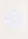 Plumetti Handsmocked Short Sleeve Blouse in White (1-6mths) Blouses  from Pepa London