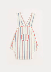 Striped Pocket Front Dungaree Romper in Red (3-18mths) Rompers  from Pepa London