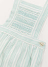 Striped Smocked Detail Dungaree Romper in Green (3-18mths) Rompers  from Pepa London
