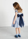 Hand Smocked Light Floral Short Sleeve Dress in Navy (12mths-10yrs) Dresses  from Pepa London