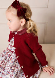 Louisa Floral Velvet Collar Long Sleeve Dress in Burgundy (18mths-10yrs) Dresses from Pepa London