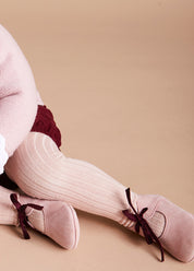 Suede Pink Baby Pram Shoes with Velvet Ribbon (17-20EU) Shoes  from Pepa London