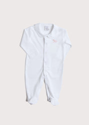 Newborn All-In-One With Rocking Horse Embroidery In Pink (1-6mths) Tops & Bodysuits  from Pepa London