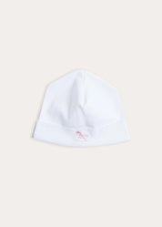 Newborn Bonnet with Rocking Horse Embroidery Pink (0-3mths)