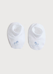 Newborn Booties With Rocking Horse Embroidery Blue (1-3mths) Knitted Accessories  from Pepa London