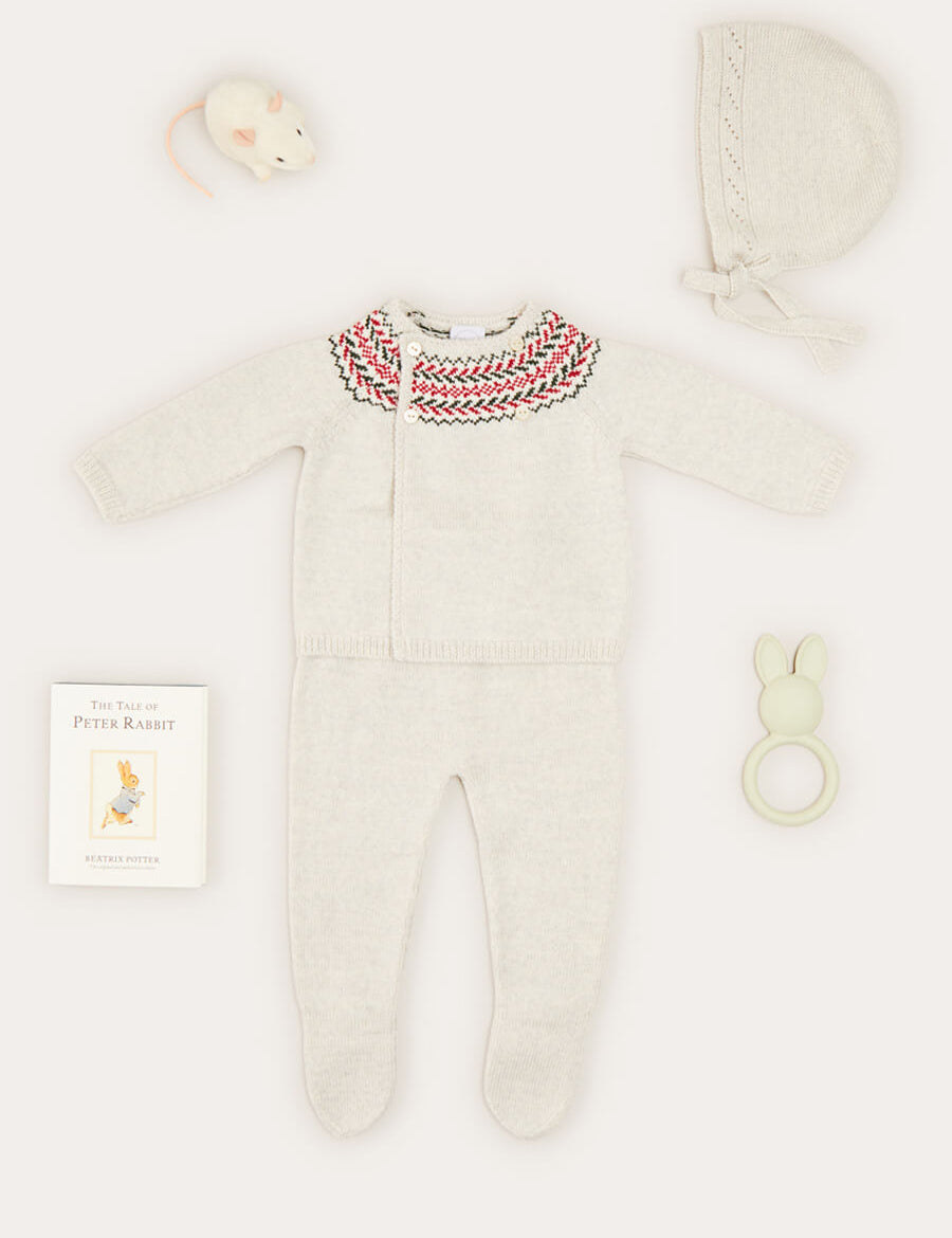 The Grey Knitted Fair Isle 2 Piece Set Newborn Look Look from Pepa London