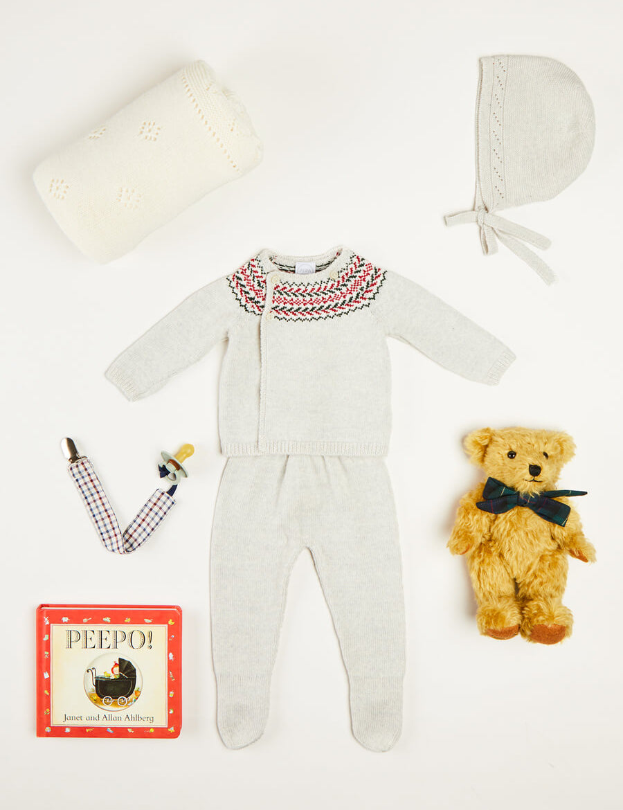 Fair Isle Knitted Gift Set In Grey Look  from Pepa London