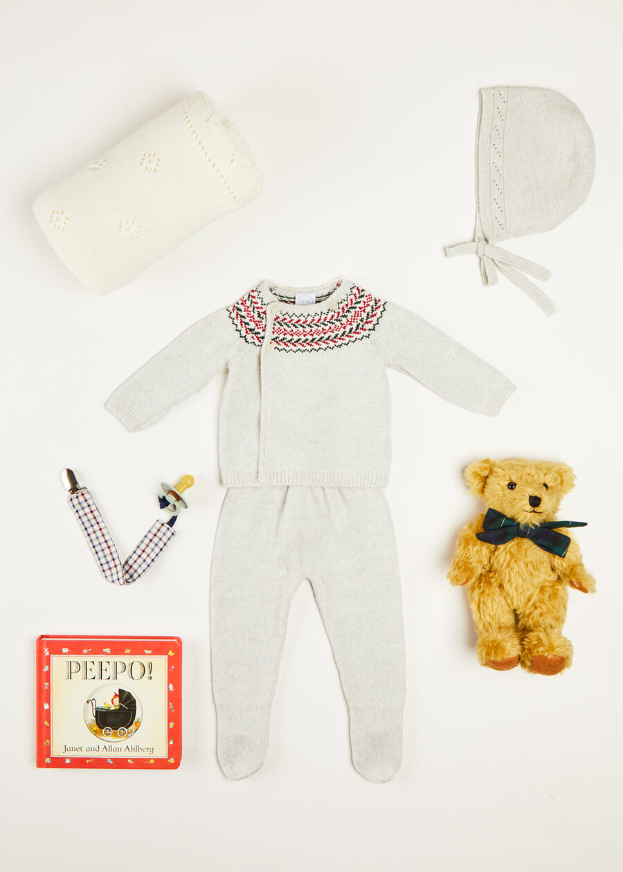 Fair Isle Knitted Gift Set In Grey Look  from Pepa London