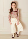 Wide Leg Front Button Trousers in Beige (2-10yrs) Trousers  from Pepa London