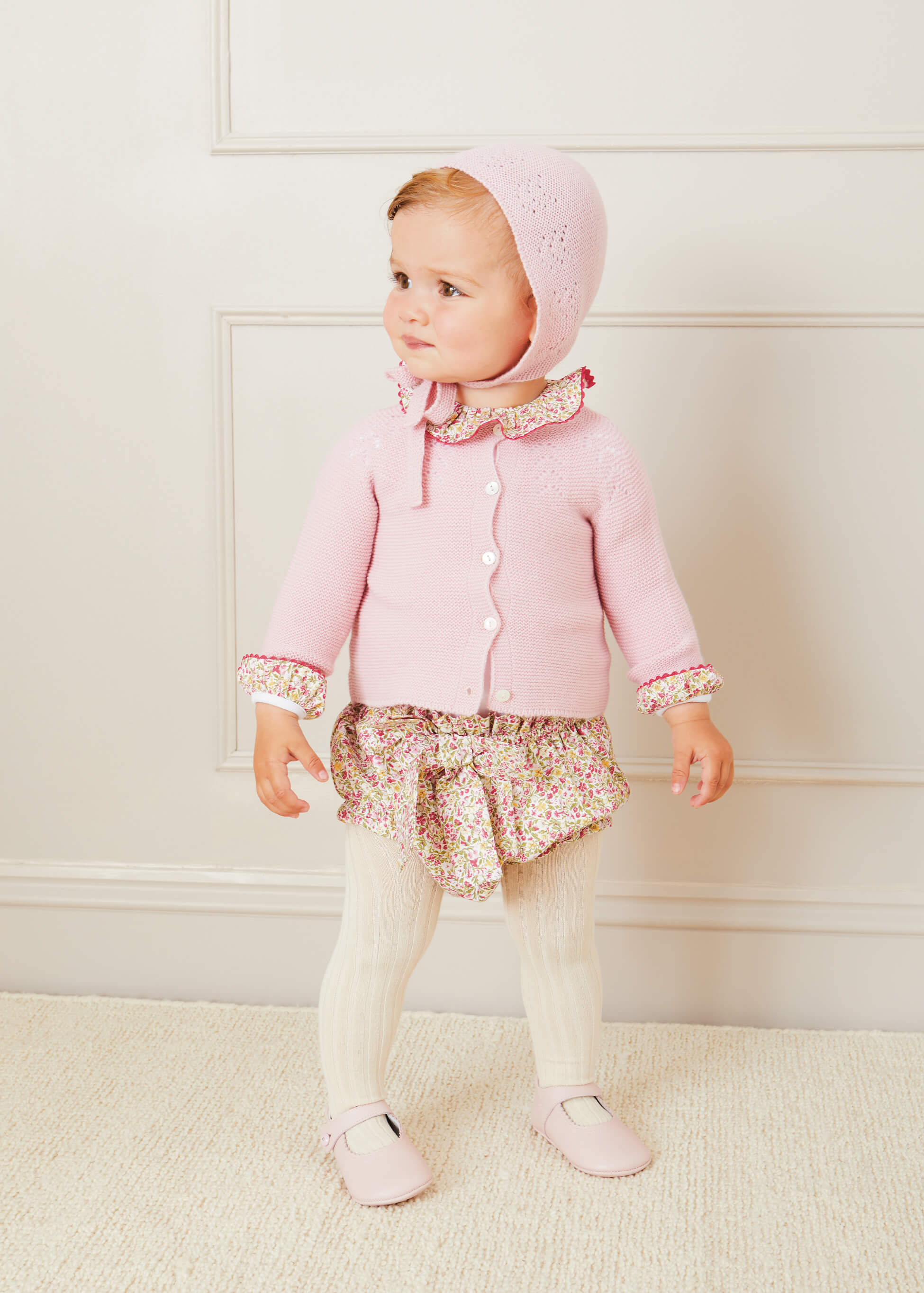 Openwork Bonnet in Pink (S-L) KNITTED ACCESSORIES  from Pepa London