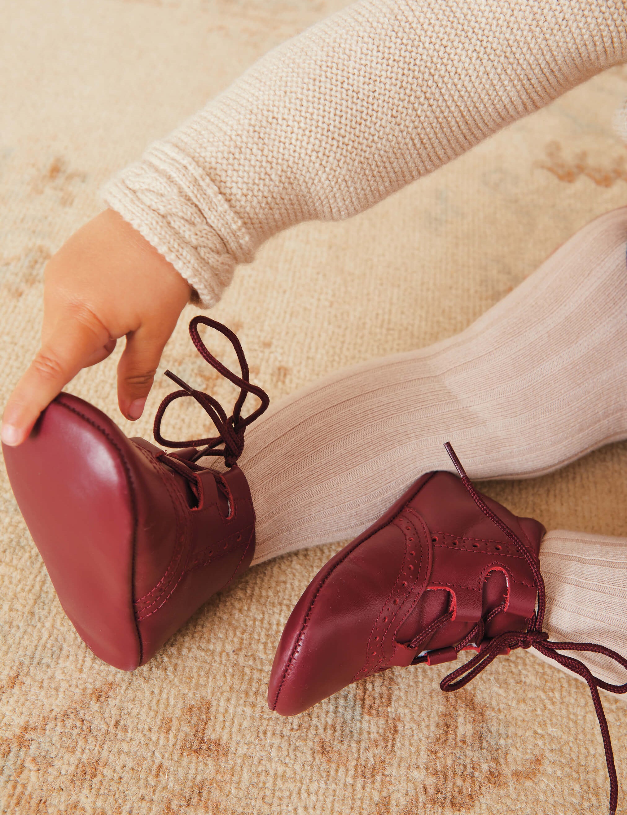 Oxford Pram Booties in Burgundy (17-20EU) Shoes  from Pepa London