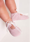 Suede Organza Fastening Pram Shoes in Dusty Pink (17-20EU) Shoes  from Pepa London