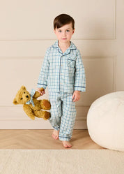 Wentworth Check Long Sleeve Pyjamas in Blue (2-10yrs) Nightwear from Pepa London