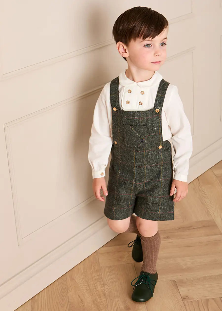 Harrington Tweed Pocket Detail Dungarees in Green (18mths-4yrs) DUNGAREES from Pepa London