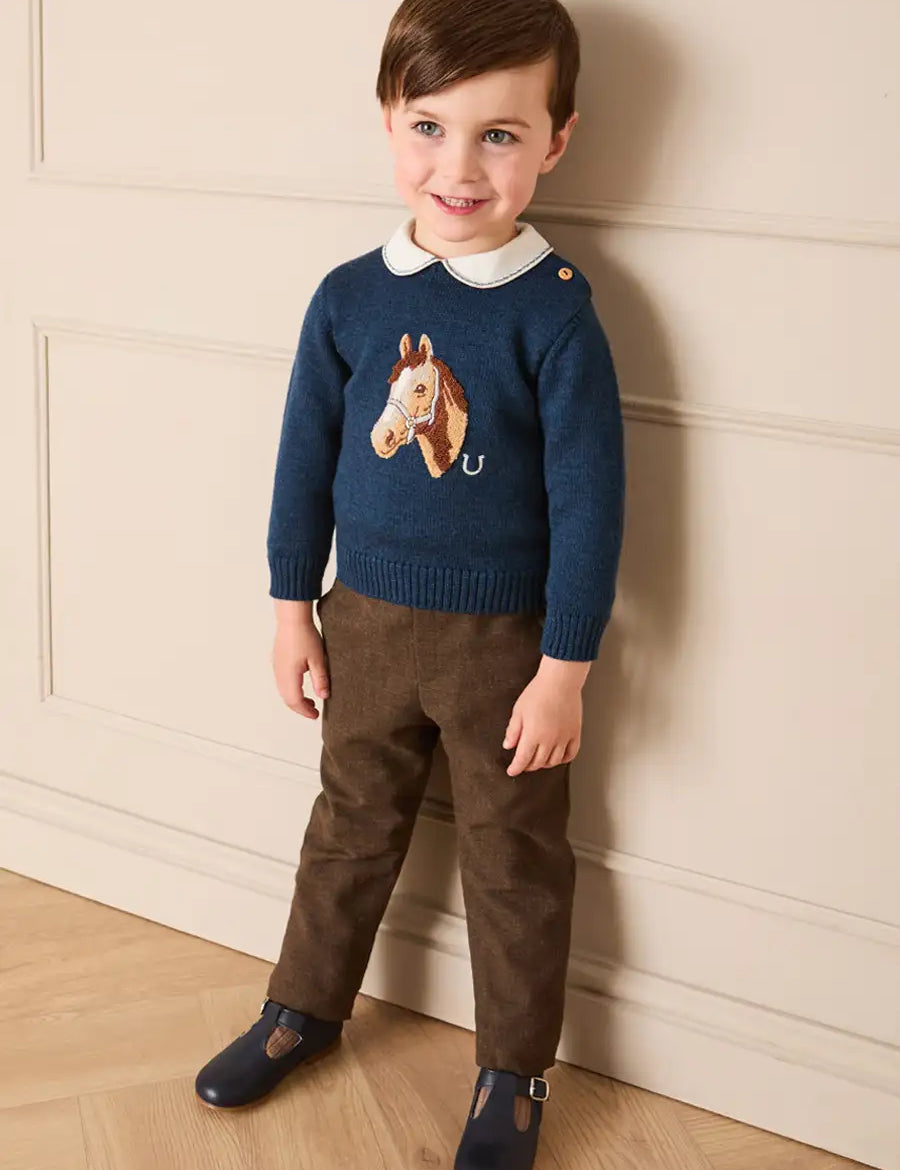 Plain Tailored Trousers in Brown (18mths-5yrs) Trousers from Pepa London