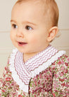 Daphne Floral Hand Smocked Romper in Pink (6mths-2yrs) Rompers  from Pepa London