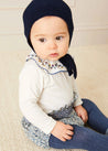 Floral Embroidered Collar Long Sleeve Bodysuit in Blue (1mth-3yrs) Tops & Bodysuits  from Pepa London