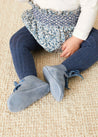 Suede Velvet Ribbon Pram Shoes in Blue (17-20EU) Shoes  from Pepa London