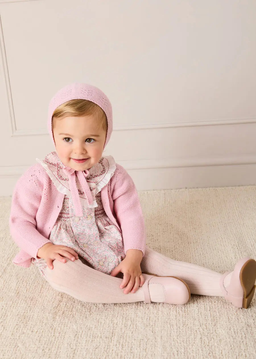 Adelaide Floral Hand Smocked Hand Smocked Romper in Pink (3mths-2yrs) Rompers from Pepa London